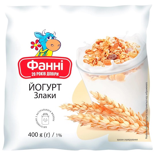 Йогурт питний ФАННІ злаки 1%, 400 г